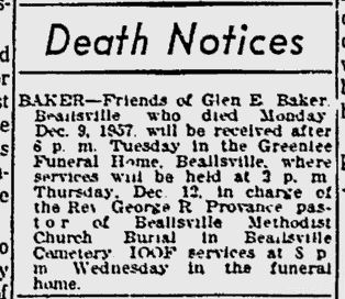 Glen E. Baker obit